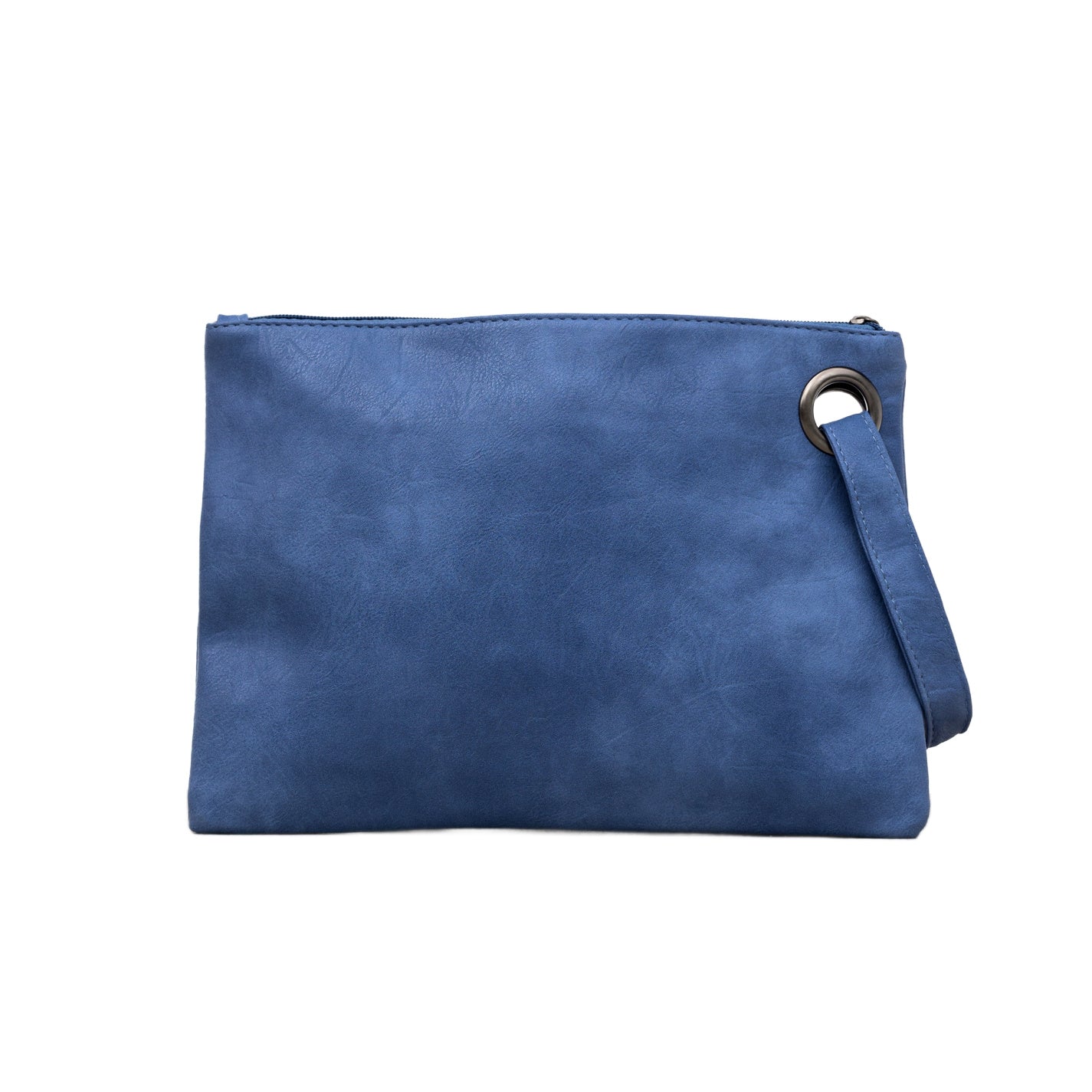 Soft Vegan PU Leather 100% Polyester Lined Grommet Detail Oversized Wristlet Clutch | 12" x 8"