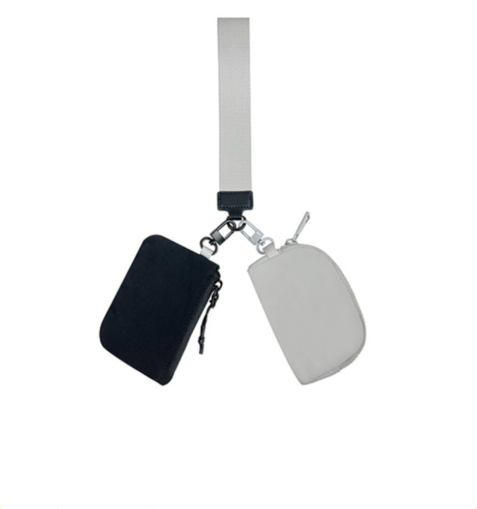 Easy-Wipe Nylon Clippable Dual Pouch Wristlet Wallet