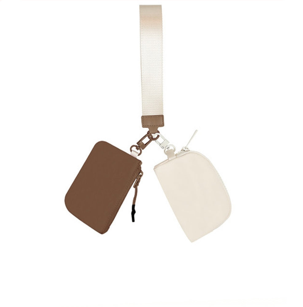 Easy-Wipe Nylon Clippable Dual Pouch Wristlet Wallet