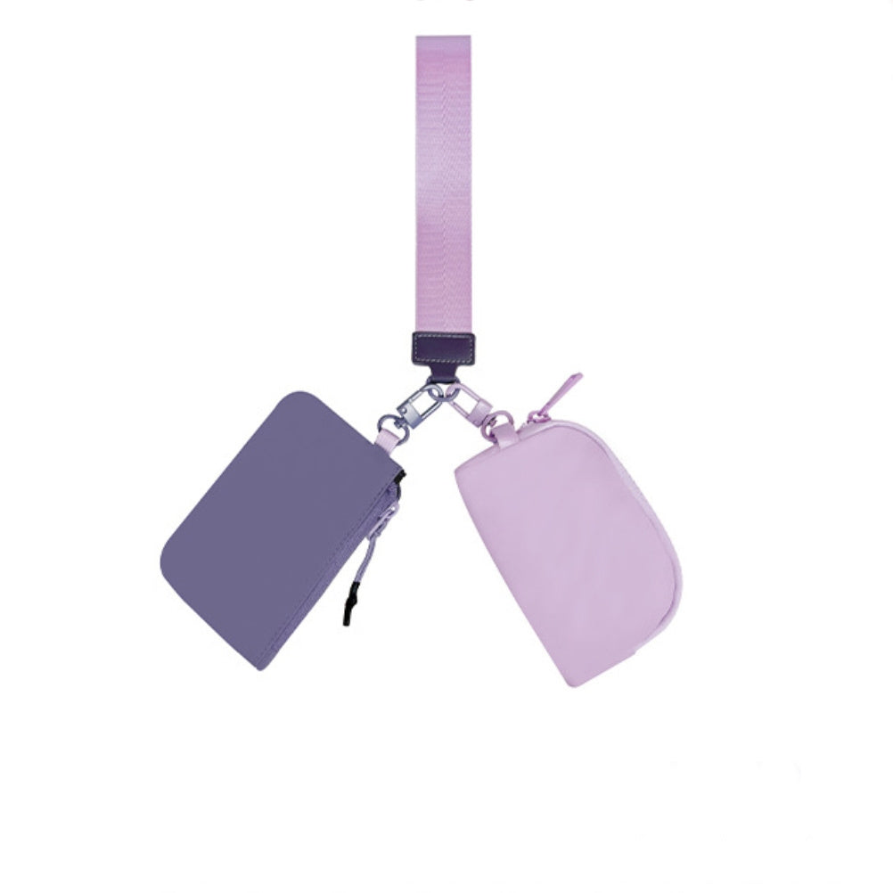 Easy-Wipe Nylon Clippable Dual Pouch Wristlet Wallet