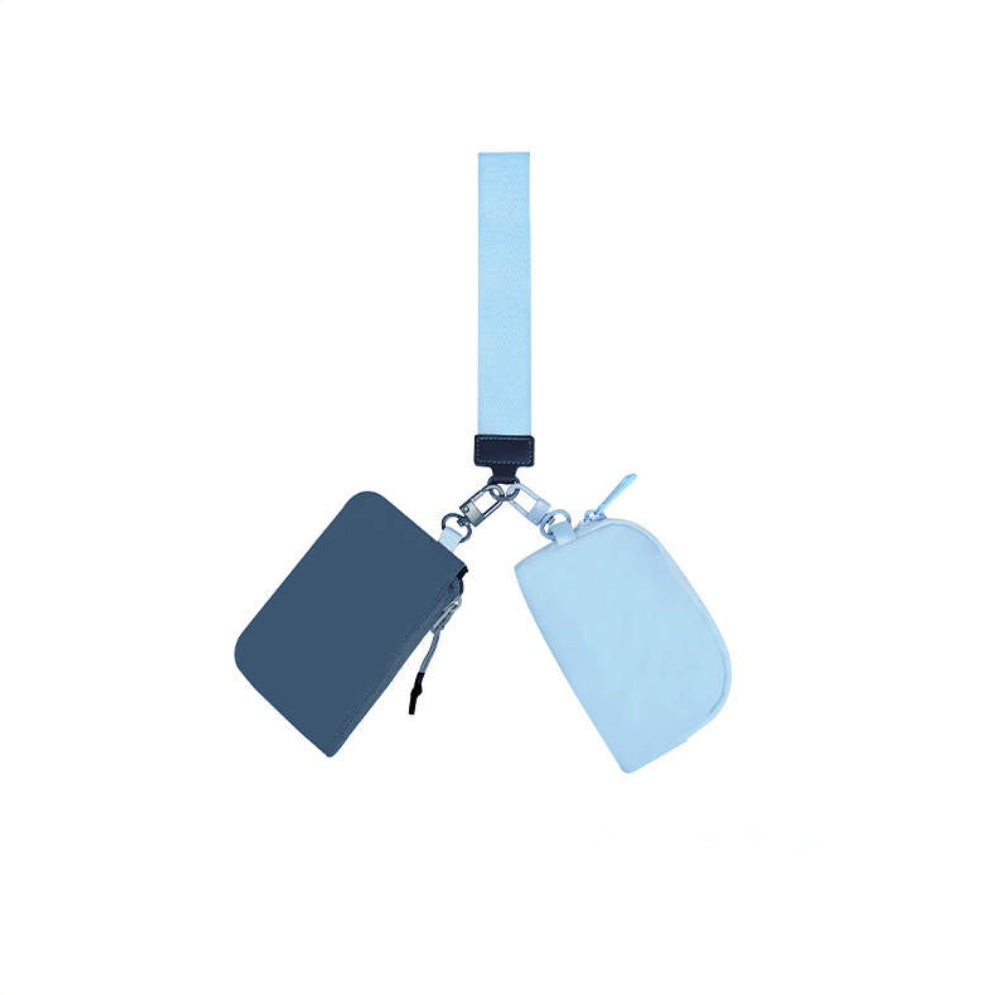 Easy-Wipe Nylon Clippable Dual Pouch Wristlet Wallet