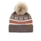 C.C® Rayon Nylon Nordic Fair Isle Faux Fur Pom Beanie Hat | One Size