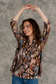 Gabby Style Long Sleeve Floral Brown Design Top