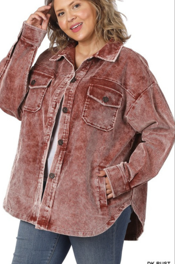 Zenana Clothing Plus Size Premium Vintage Oversized Corduroy Shacket