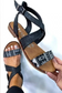 Very G Karma Bohemian Tooled Sandals - Vegan PU Leather - Black - Sizes 6-11