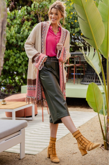 Easel Women’s Ethnic Featured Sweater Cardigan Acrylic Size S-L