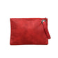 Soft Vegan PU Leather 100% Polyester Lined Grommet Detail Oversized Wristlet Clutch | 12" x 8"