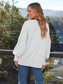 Blueberi B Women's  Slit Round Neck Long Sleeve Sweatshirt Rayon Polyester Size S-2XL