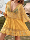 Blueberi B Women's Lace Detail Plunge Cover-Up Dress Rayon Polyester One Size