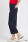 Umgee navy scallop hem wide leg pants side view at Blueberi Boutique