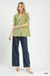 Blueberi Boutique sage puff sleeve top styled with wide-leg jeans