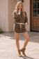 Kori America Contrast Trim Sweatshirt & Mini Skirt Set | S-XL | Mocha