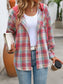 Blueberi B Women's Plaid Long Sleeve Hooded Jacket Cotton Polyester Size S-2XL