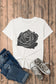 Blueberi B Women’s Rose Graphic Round Neck Short Sleeve T-Shirt Polyester Cotton Elastane Size S-2XL