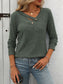 Blueberi B Women's Ribbed V-Neck Long Sleeve T-Shirt Rayon Polyester Size S-2XL