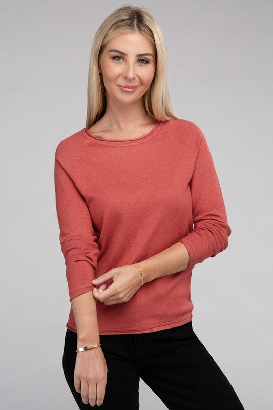 Viscose Round Neck Long Sleeve Basic Sweater