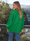 Blueberi B Women's  Slit Round Neck Long Sleeve Sweatshirt Rayon Polyester Size S-2XL