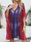 Blueberi B Women's Openwork Contrast V-Neck Cover-Up Polyester One Size