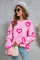 Blueberi B Women’s Angel Wings Heart Round Neck Dropped Shoulder Long Sleeve Sweater Acrylic Polyester Size S-XL