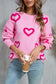 Blueberi B Women’s Angel Wings Heart Round Neck Dropped Shoulder Long Sleeve Sweater Acrylic Polyester Size S-XL