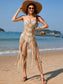 Blueberi B Women's Fringe Openwork Spaghetti Strap Swimsuit Cover-Up Acrylic Size S-XL