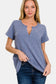 Zenana Women’s Notched Short Sleeve Waffle T-Shirt Polyester Cotton Spandex Size S-L