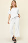 Double Take Women’s Full Size Texture Round Neck Short Sleeve T-Shirt and Wide Leg Pants Polyester Spandex Size S-3XL