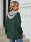 Blueberi B Women’s Drawstring Striped Long Sleeve Hoodie Rayon polyester Spandex Sizes S-2XL