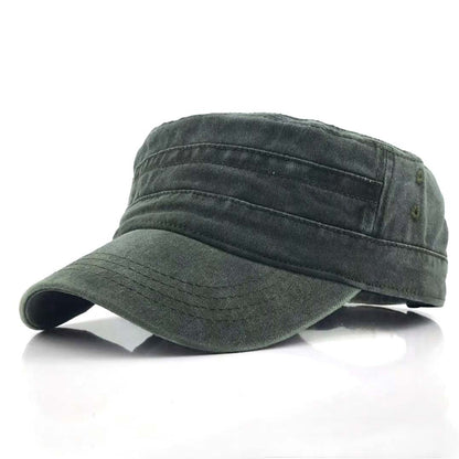 Military Inspired Distressed Wash Unstructured Low Profile Antique Bronze Clasp Cadet Cap | One Size Teen–Adult