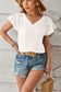 Blueberi B Women's Ruched V-Neck Flounce Sleeve Blouse Polyester Size S-2XL