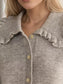 Blueberi B Women’s Frill Button Up Collared Neck Long Sleeve Cardigan Polyester Cotton Size S-XL