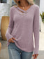 Blueberi B Women's Ribbed V-Neck Long Sleeve T-Shirt Rayon Polyester Size S-2XL