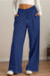 Blueberi B Women’s Drawstring Elastic Waist Wide Leg Pants Polyester Size S-2XL