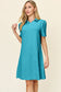 Double Take Women’s Full Size Texture Collared Neck Short Sleeve Dress Polyester Spandex Size S-3XL