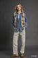 Umgee mix patterned sherpa tie-front vest in ecru mix with brown pattern