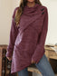 Blueberi B Women’s Asymmetrical Hem Cowl Neck Long Sleeve T-Shirt Polyester Spandex Size S-2XL