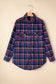 Blueberi B Women’s Pocketed Plaid Collared Neck Long Sleeve Shacket Polyester Size S-XL