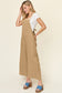 Double Take Women’s Full Size Texture Sleeveless Wide Leg Overall Cotton Size S-3XL