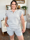 Double Take Women’s Full Size Texture Flounce Sleeve Top and Drawstring Shorts Set Polyester Spandex Size S-3XL