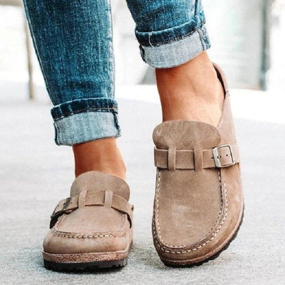 Blueberi B Round Toe Low Heel Buckle Loafers Elastomer PU Leather Size 4-11