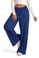 Blueberi B Women’s Drawstring Elastic Waist Wide Leg Pants Polyester Size S-2XL