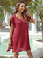 Blueberi B Women's Slit Openwork V-Neck Cover-Up Polyester One Size