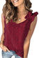 Blueberi B Women's  Full Size Swiss Dot V-Neck Tank Polyester Size S-3XL