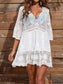 Blueberi B Women's Lace Detail Plunge Cover-Up Dress Rayon Polyester One Size
