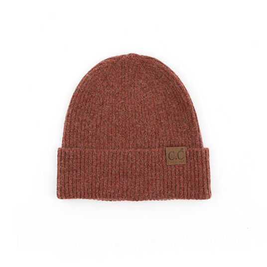 C.C® Recycled Polyester Cashmere Wool Fine Yarn Cuffed Beanie | One Size