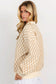 Blueberi B Women’s Diamond Pattern Mock Neck Long Sleeve Sweater Acrylic Polyester Polyamide Size S-XL
