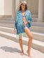 Blueberi B Women's Fringe Printed Open Front Cover-Up Viscose Size S-XL