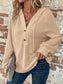 Blueberi B Women’s Waffle Knit Long Sleeve Drawstring Hooded Top Polyester Elastane S-2XL