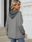 Blueberi B Women’s Drawstring Striped Long Sleeve Hoodie Rayon polyester Spandex Sizes S-2XL