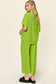 Double Take Women’s Full Size Texture Round Neck Short Sleeve T-Shirt and Wide Leg Pants Polyester Spandex Size S-3XL